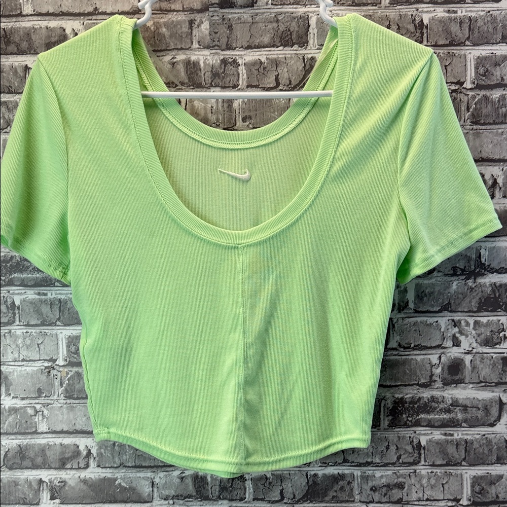 Nike Women's Lime Green Crop Top - Picture 3 of 8